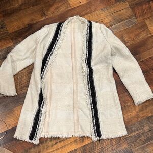 Elegant Cream and Black Women's Coat